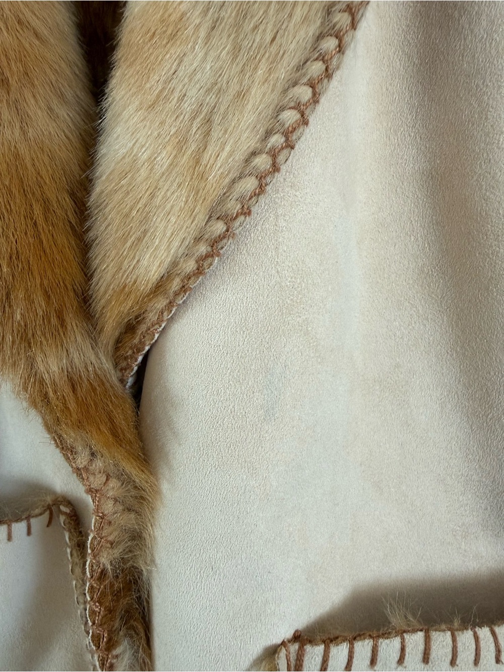 Coldwater Creek Faux-Shearling Cream & TanJacket with Faux-Fur Inner/Trim Size M - Picture 14 of 14